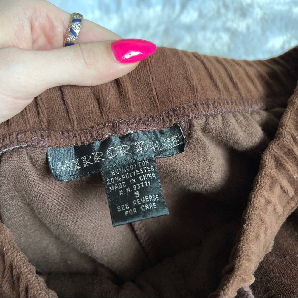 y2k brown velour wide leg track pants - Picture 2 of 2